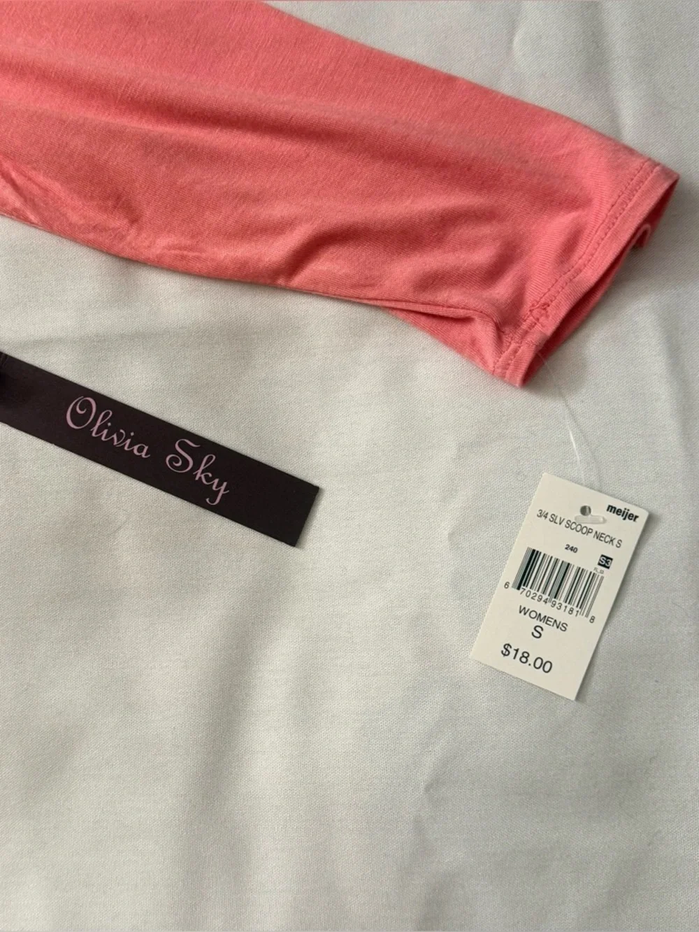 Olivia Sky Coral Scoop Neck 3/4 Sleeve Top - Picture 8 of 8